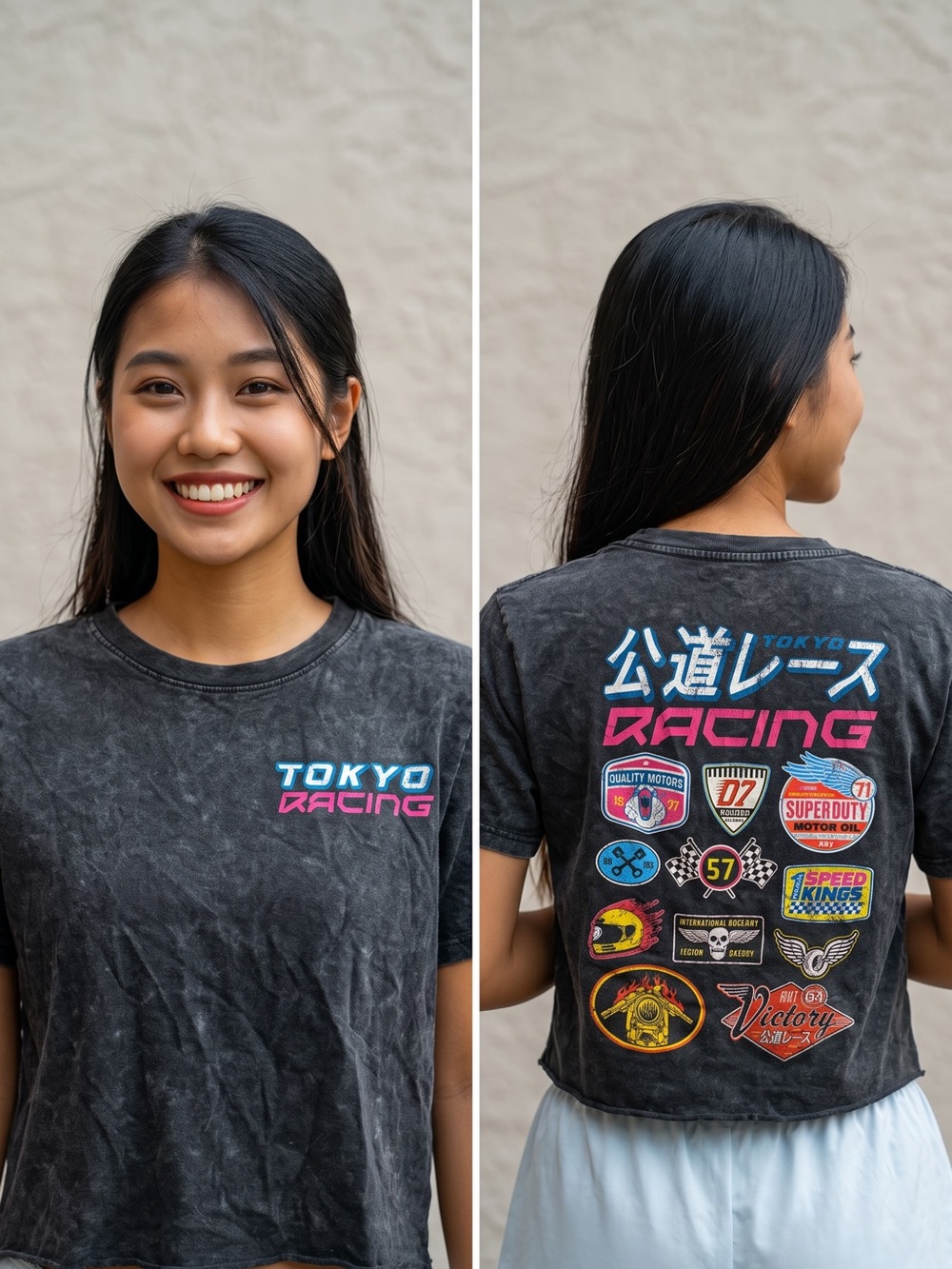 Fifth SunYouth/Woman XS Tokyo Racing Graphic Cropped T-Shirt Black